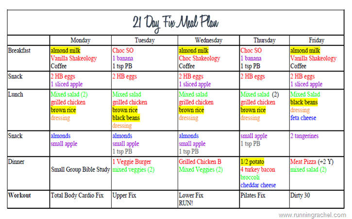 21 Day Fix Meal Plan and More